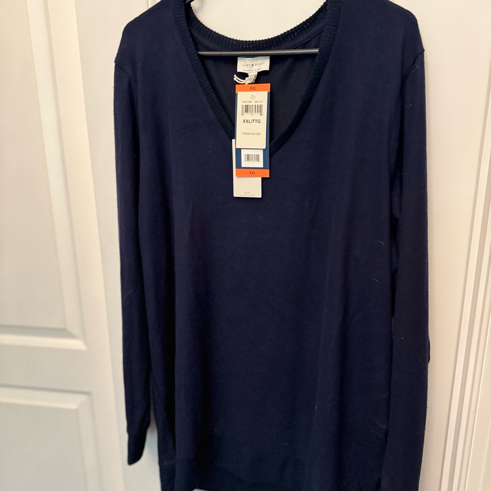 NWT Women’s Lucky Brand Deep Blue V-Neck Top XXL